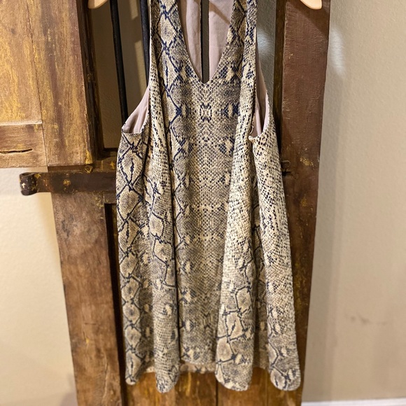 OLIVACEOUS SNAKE PRINT HALTER DRESS - Picture 3 of 5